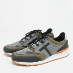 Pre Owned Tod's Size 47 Multicolor Canvas and Mesh Low Top Sneakers