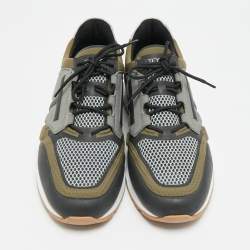 Pre Owned Tod's Size 47 Multicolor Canvas and Mesh Low Top Sneakers