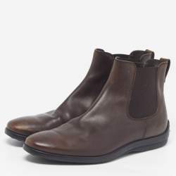 Pre Owned Tod's Size 44 Brown Leather Chelsea Boots