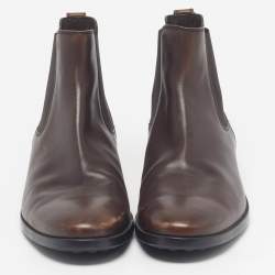 Pre Owned Tod's Size 44 Brown Leather Chelsea Boots