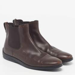 Pre Owned Tod's Size 44 Brown Leather Chelsea Boots