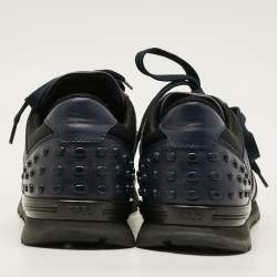 Pre Owned حذاء رياضي تودز جلد ونايلون أزرق بحري/أسود برباط مقاس 43