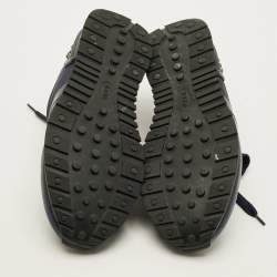 Pre Owned حذاء رياضي تودز جلد ونايلون أزرق بحري/أسود برباط مقاس 43