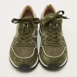 Pre Owned Tod's Size 43 Green Mesh and Suede Lace Up Sneakers