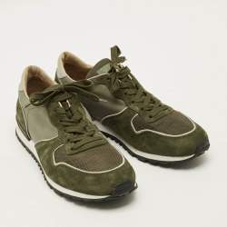 Pre Owned Tod's Size 43 Green Mesh and Suede Lace Up Sneakers