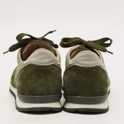 Pre Owned Tod's Size 43 Green Mesh and Suede Lace Up Sneakers