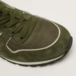 Pre Owned Tod's Size 43 Green Mesh and Suede Lace Up Sneakers