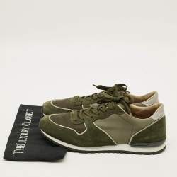 Pre Owned Tod's Size 43 Green Mesh and Suede Lace Up Sneakers