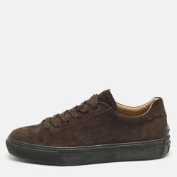 Pre Owned Tod's Size 42.5 Brown Suede Lace Up Sneakers
