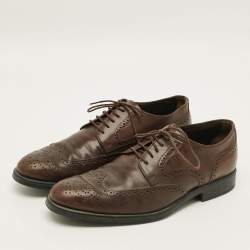 Pre Owned Tod's  Size 43 Dark Brown Brogue Leather Lace Up Derby