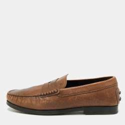 مملوكة مسبقًا Tod's Size 40 Brown Leather Slip On Penny Loafers