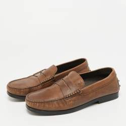 Pre Owned Tod's Size 40 Brown Leather Slip On Penny Loafers