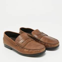 Pre Owned Tod's Size 40 Brown Leather Slip On Penny Loafers