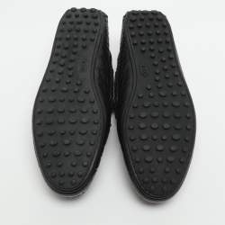 Pre Owned Tod's Black Croc Embossed Leather Bow Slip On Loafers Size 44.5