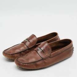 Pre Owned Tod's Size 43 Brown Leather Driver Loafers