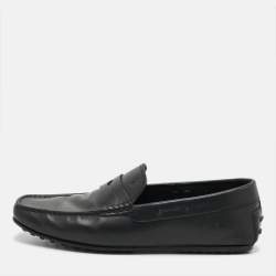 Pre Owned Tod's Size 41.5 Black Leather Penny Loafers