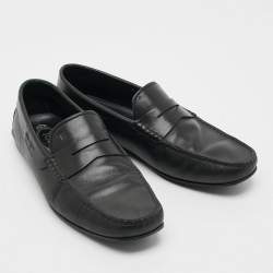 Pre Owned Tod's Size 41.5 Black Leather Penny Loafers
