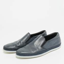 Pre Owned Tod's Size 42.5 Navy Blue Leather Slip On Sneakers