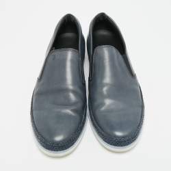 Pre Owned Tod's Size 42.5 Navy Blue Leather Slip On Sneakers