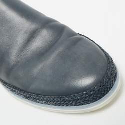 Pre Owned Tod's Size 42.5 Navy Blue Leather Slip On Sneakers