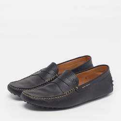 Pre Owned Tod's Gommino Size 43 Black Leather Penny Loafers