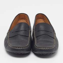 Pre Owned Tod's Gommino Size 43 Black Leather Penny Loafers