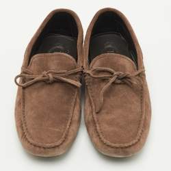 Pre Owned حذاء لوفرز تودز سليب أون سويدي بني بفيوْنكة مقاس 40