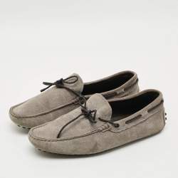 Pre Owned Tod's Size 37.5 Grey Suede Driver Loafers