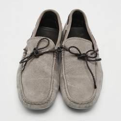 Pre Owned Tod's Size 37.5 Grey Suede Driver Loafers