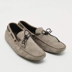 Pre Owned Tod's Size 37.5 Grey Suede Driver Loafers