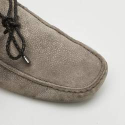 Pre Owned Tod's Size 37.5 Grey Suede Driver Loafers