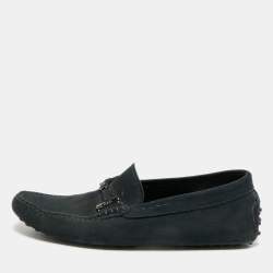 Pre Owned Tod's Double T Size 43 Navy Blue Suede Loafers
