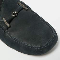 Pre Owned Tod's Double T Size 43 Navy Blue Suede Loafers