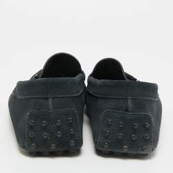 Pre Owned Tod's Double T Size 43 Navy Blue Suede Loafers
