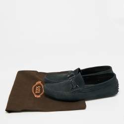 Pre Owned Tod's Double T Size 43 Navy Blue Suede Loafers
