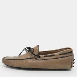 مملوكة مسبقًا Tod's Size 42 Khaki Green Leather Loafers