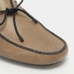 مملوكة مسبقًا Tod's Size 42 Khaki Green Leather Loafers