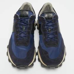 مملوكة مسبقًا حذاء رياضي تودز بقماش النيوبرين والجلد السويدي أزرق كحلي منخفض من أعلى مقاس 45.5