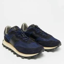 مملوكة مسبقًا حذاء رياضي تودز بقماش النيوبرين والجلد السويدي أزرق كحلي منخفض من أعلى مقاس 45.5