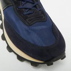 مملوكة مسبقًا حذاء رياضي تودز بقماش النيوبرين والجلد السويدي أزرق كحلي منخفض من أعلى مقاس 45.5