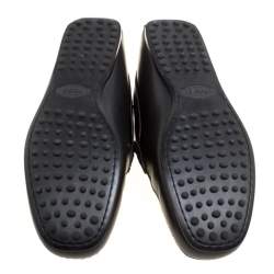 Pre Owned Tod's Black Leather Gommino Loafers Size 39.5