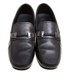 Pre Owned Tod's Black Leather Gommino Loafers Size 39.5