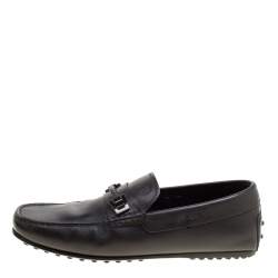 Pre Owned Tod's Black Leather Gommino Loafers Size 39.5