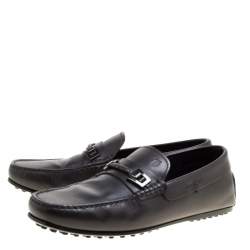 Pre Owned Tod's Black Leather Gommino Loafers Size 39.5