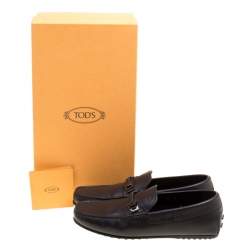 Pre Owned Tod's Black Leather Gommino Loafers Size 39.5