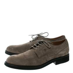 Pre Owned Tod's Light Brown Suede Lace Up Oxfords Size 48