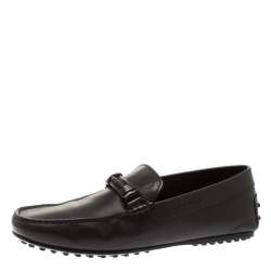 Tod's Black Leather Braided Horsebit Loafer Size 41.5