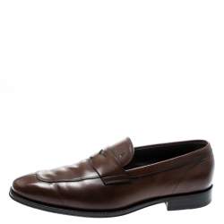 Pre Owned Tod's Brown Leather Penny Loafers Size 42