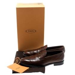 Pre Owned Tod's Brown Leather Penny Loafers Size 42