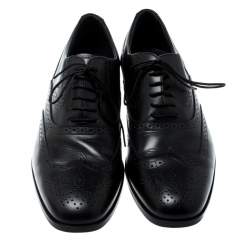Pre Owned Tod's Black Brogue Leather Lace Up Oxford Size 44